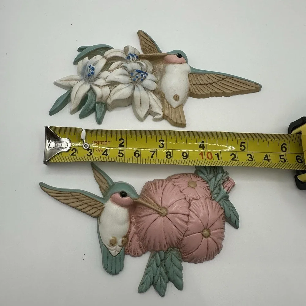VTG 3 Piece Burwood Products Wall Decor Hummingbirds Flower‎ Wall Art 3303 Pink